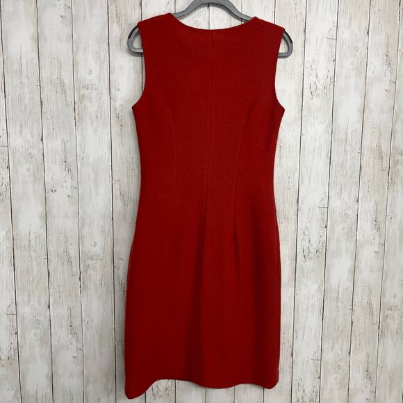 Geiger Of Austria Red Sleeveless Fitted Elegant Classic Warm Pure Wool Dress 6-8 - Picture 2 of 10